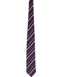 Bigi Diagonal Striped Satin Necktie Purple
