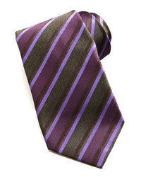 Isaia Double Rep Striped Silk Tie Purple