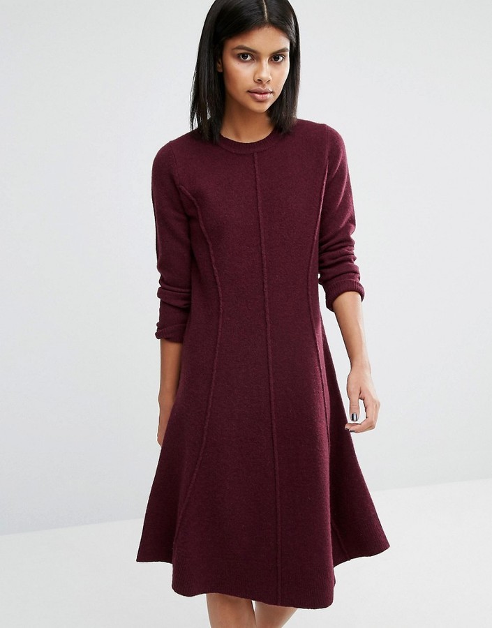 Whistles Seymour Boiled Wool Flare Dress, $211 | Asos | Lookastic