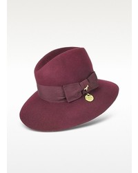 Patrizia Pepe Dark Purple Wool Fedora Hat
