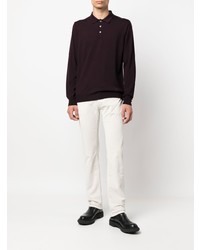 Corneliani Virgin Wool Long Sleeve Polo Shirt