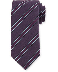 Canali Woven Diagonal Stripe Silk Tie Purple