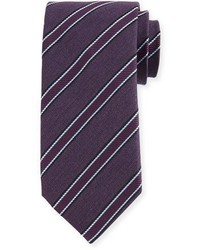 Canali Woven Diagonal Stripe Silk Tie Purple