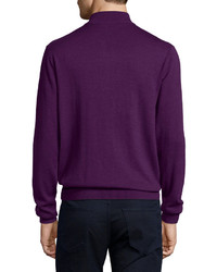 Peter Millar Quarter Zip Wool Sweater Purple
