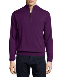 Peter Millar Quarter Zip Wool Sweater Purple