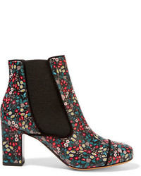 Floral Leather Ankle Boots