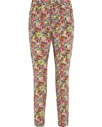 Floral Silk Tapered Pants