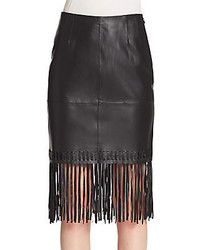 Fringe Leather Pencil Skirt