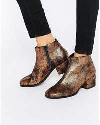Vagabond Daisy Bronze Metallic Heeled Ankle Boots