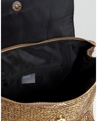 Asos Beach Glam Metallic Weave Backpack