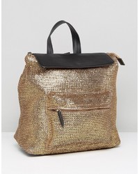 Asos Beach Glam Metallic Weave Backpack