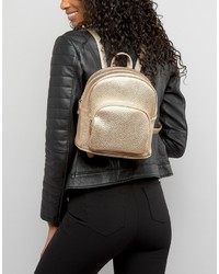Asos Metallic Mini Backpack With Front Pocket