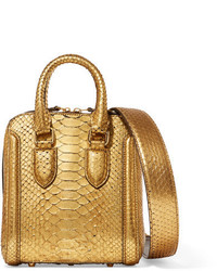 Alexander McQueen The Heroine Small Metallic Python Shoulder Bag Gold