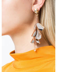 Oscar de la Renta Beaded Flower Drop Earrings