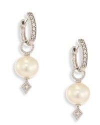 Jude Frances Large Lissa Diamond 8mm White Pearl Earring Charms