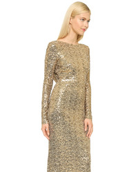 Badgley Mischka Collection Long Sleeve Sequin Gown