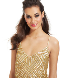 Adrianna Papell Embellished Chevron Blouson Gown