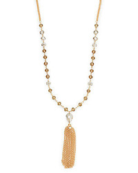 Saks Fifth Avenue Chain Bead Tassel Necklace