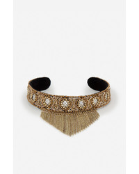 Dailylook Beaded Chain Fringe Choker Necklace In Gold