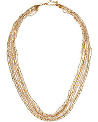 Nakamol Long Layered Mixed Bead Necklace Creamgold