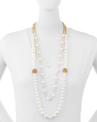 Fragments for Neiman Marcus Fragts Double Row Pearly Crystal Beaded Necklace
