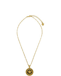 Versace Black And Gold Medusa Pendant Necklace