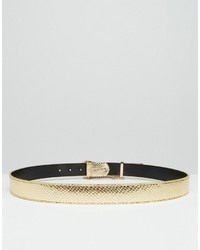 Versace Jeans Gold Belt With Gold Metal Buckle