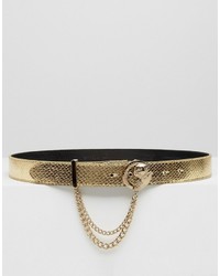 Versace Jeans Gold Belt With Gold Metal Buckle