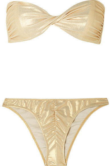 Lisa Marie Fernandez Alexia Ruched Metallic Bandeau Bikini, $88 | NET-A ...