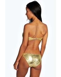 Boohoo Seychelles Bold Cut Out Foil Bandeau Bikini