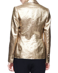 Lanvin Matte Metallic Basketweave Jacket Gold