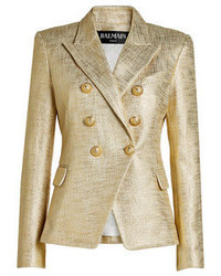 Balmain Metallic Blazer With Embossed Buttons