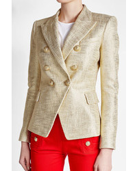 Balmain Metallic Blazer With Embossed Buttons