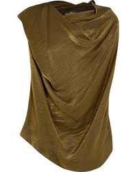 Vivienne Westwood Anglomania Duo Draped Metallic Jersey Top Gold