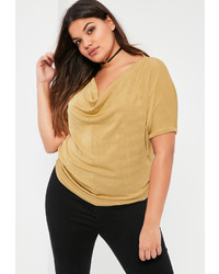 Missguided Plus Size Gold Cowl Front Slinky Top