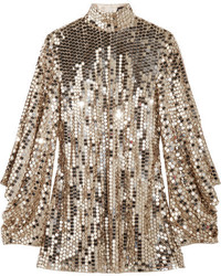 Tom Ford Open Back Sequined Tulle Top Gold