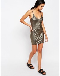 Missguided Metallic Strappy Bodycon Dress