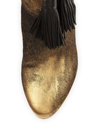Lanvin Metallic Calf Hair Tassel Boot Aged Gold