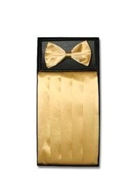 Vesuvio Napoli Silk Cumberbund Bowtie Gold Yellow Cummerbund Bow Tie Set