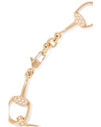 Gucci 18 Karat Gold Diamond Horsebit Bracelet One Size