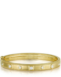 Penny Preville 18k Gold Bangle With Round Square Diamond Stations