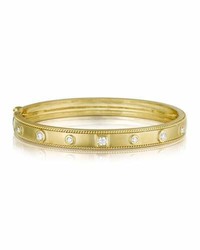 Penny Preville 18k Gold Bangle With Round Square Diamond Stations