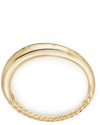 David Yurman 95mm Pure Form Smooth 18k Gold Bracelet With Diamonds Size M