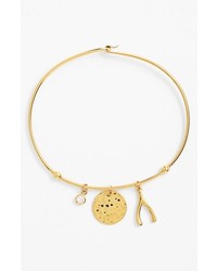 Argento Vivo Wishbone Charm Bangle Bracelet Gold