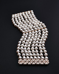 Assael Assl 8 Row Akoya Pearl Bracelet With Diamonds In 18k Rose Gold