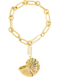 Aurelie Bidermann Aurlie Bidermann Fine Jewelry 18 Karat Gold Multi Stone Shell Charm Bracelet