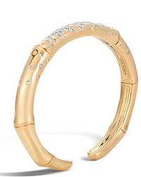 John Hardy Bamboo 7mm 18k Gold Diamond Kick Cuff Bracelet Size M