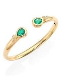 Temple St. Clair Bella Diamond Emerald 18k Yellow Gold Bangle Bracelet
