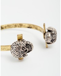 Asos Brand Bangle With Skull Ends