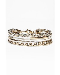 Cara Leather Chain Bracelet White Gold